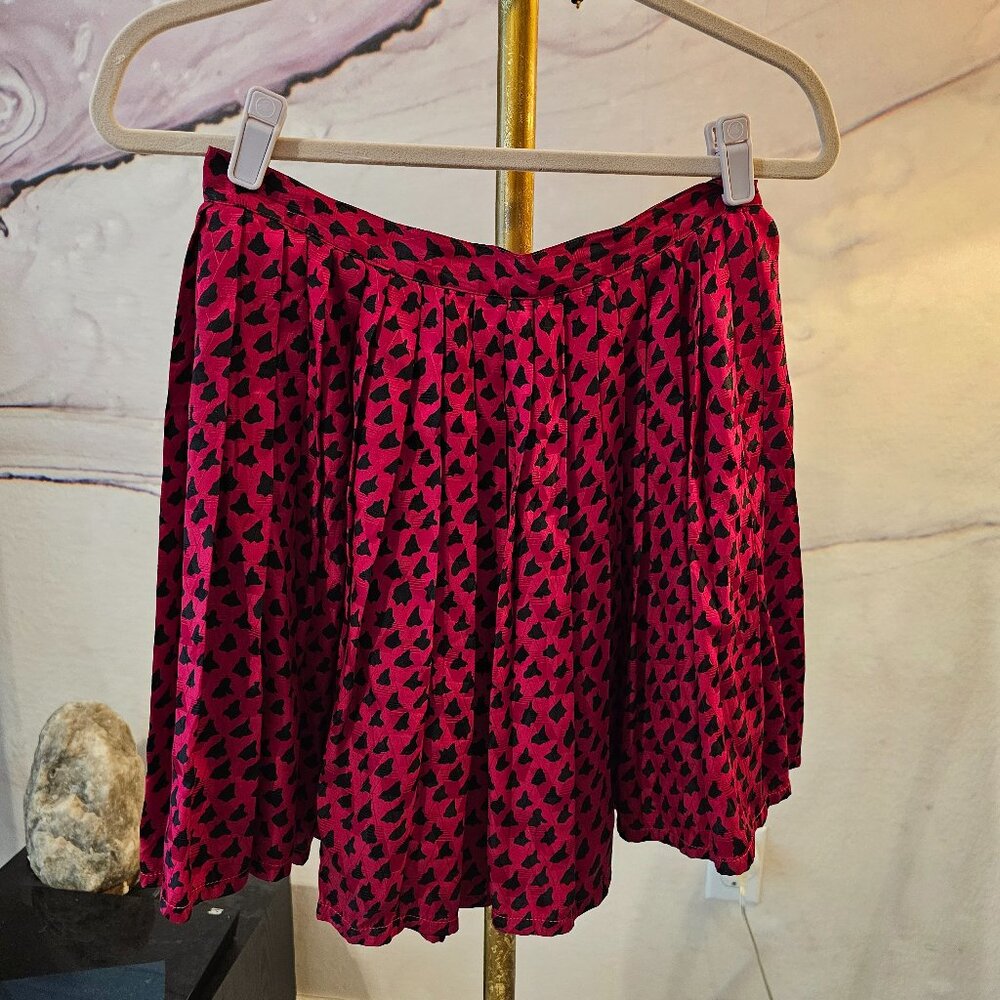 Vintage Red and Black Silk Skirt